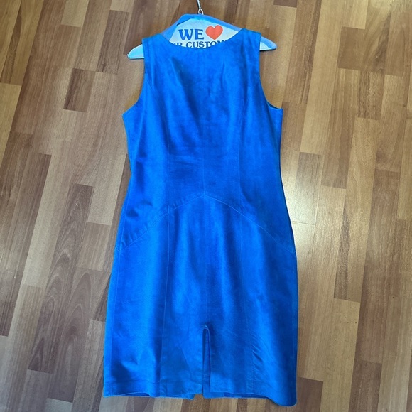 Vintage Danier Blue Leather Suede Front-Zip Minidress Pinafore - Picture 2 of 4